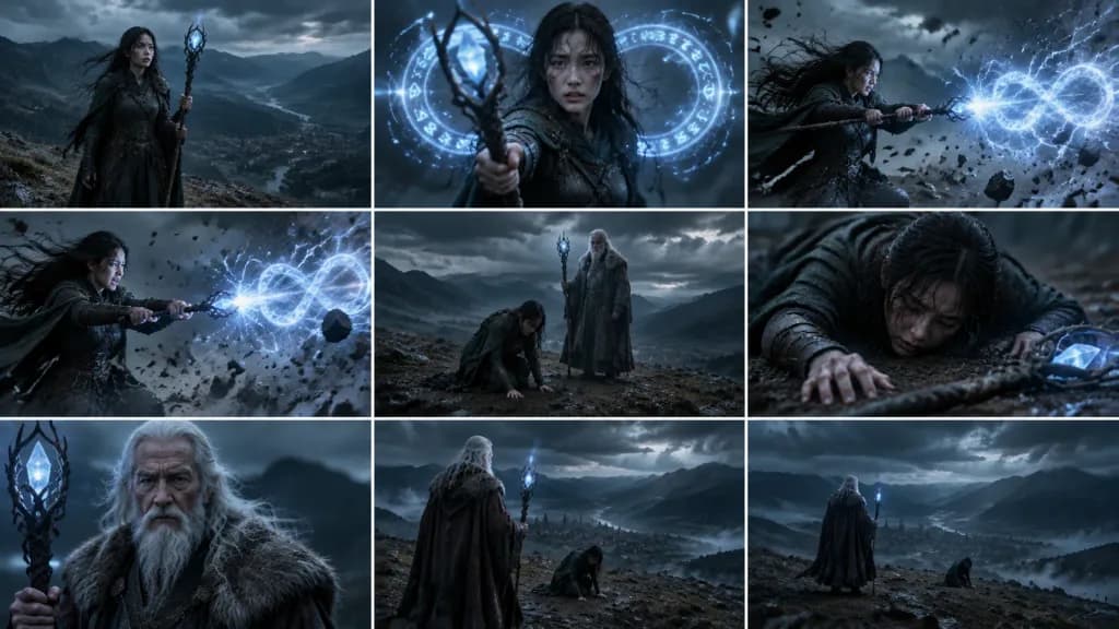 ダークファンタジー女魔術師の映画絵コンテシート
