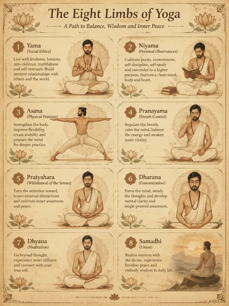 Vintage Yoga Steps Infographic Poster