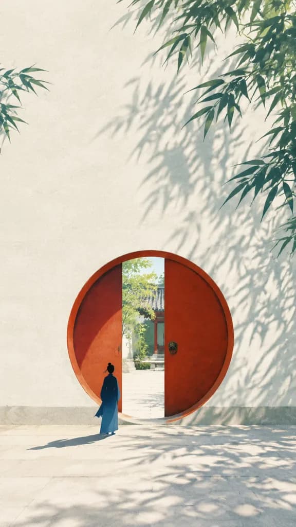 Minimalist Chinese Moon Gate Poster