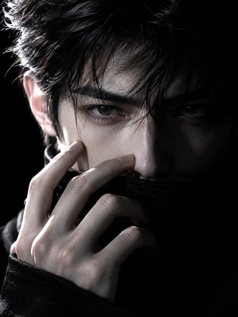 Chiaroscuro Moody Male Close-Up Portrait