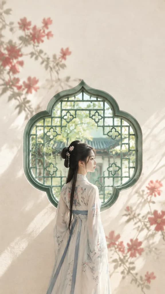 동양풍 젠 미니멀 창가 인물 포스터