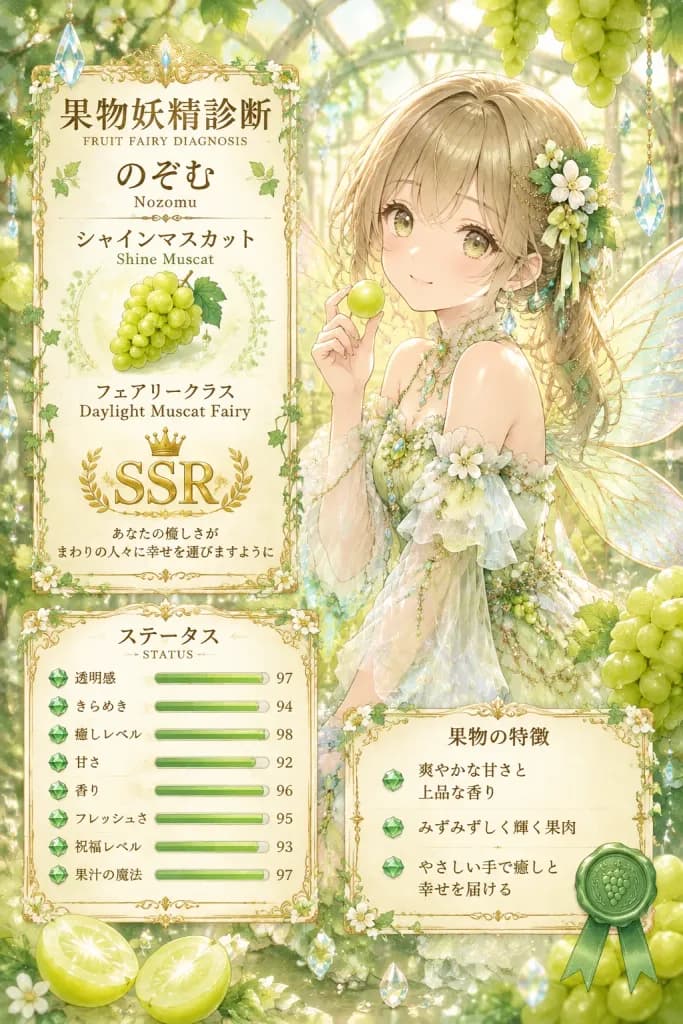Shine Muscat Anime Fruit Fairy Diagnosis Card