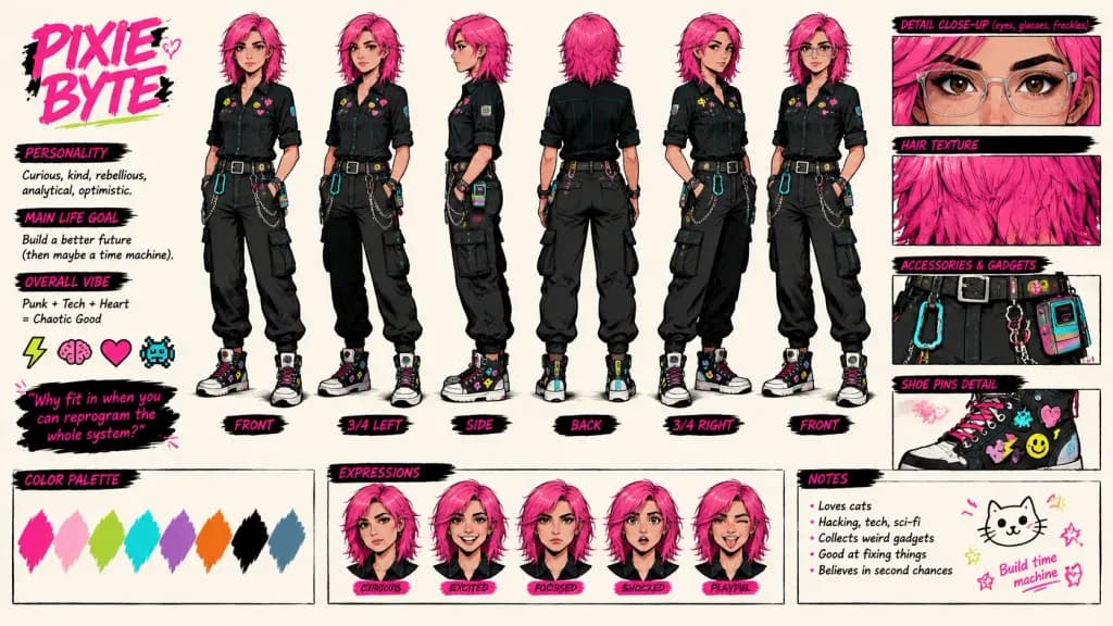 Punk Comic Character Model Sheet