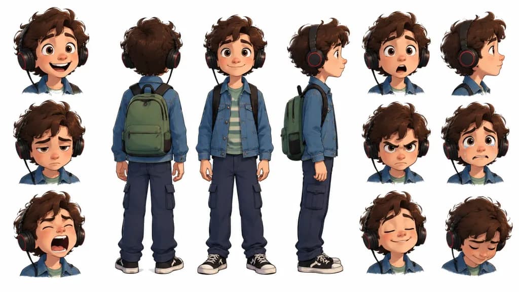 Animated Boy Character Model Sheet