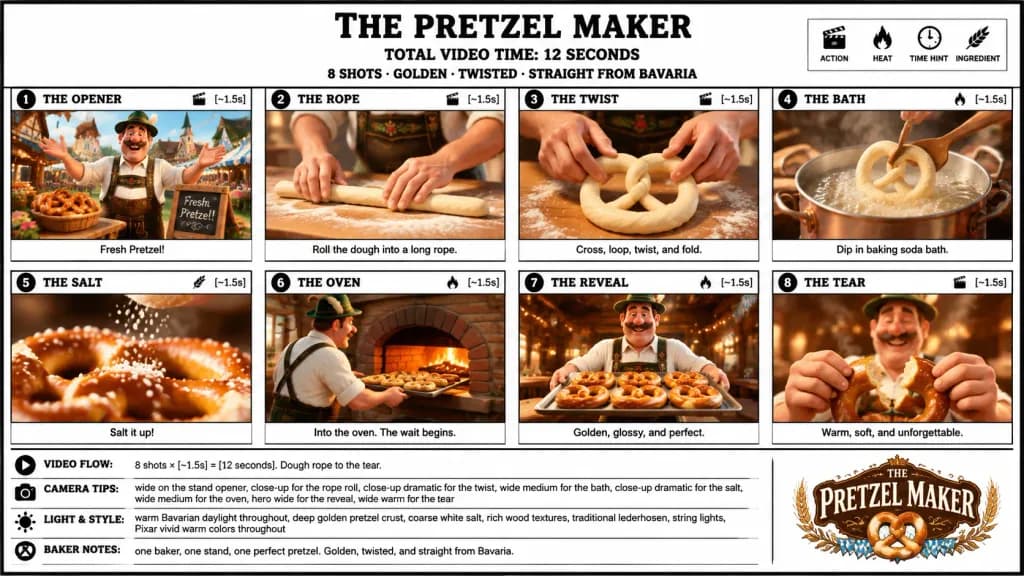 Bavarian Pretzel Storyboard Production Poster