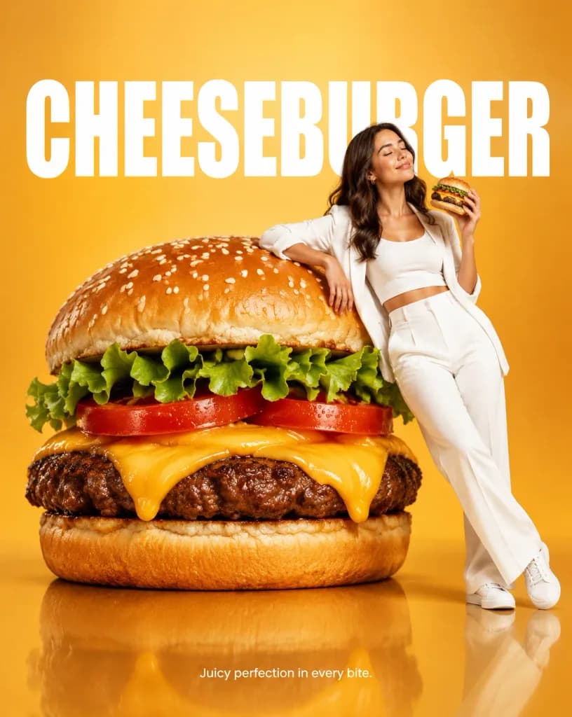Giant Cheeseburger Minimalist Commercial Ad