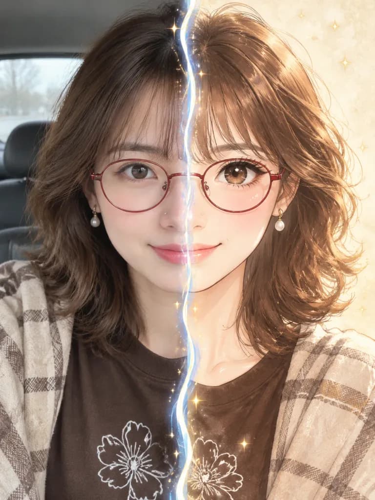 Realistic to Anime Transformation Split Portrait