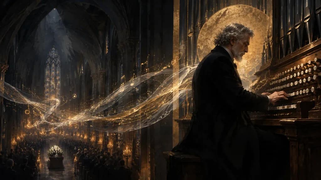 Cathedral Organist Playing Sacred Requiem