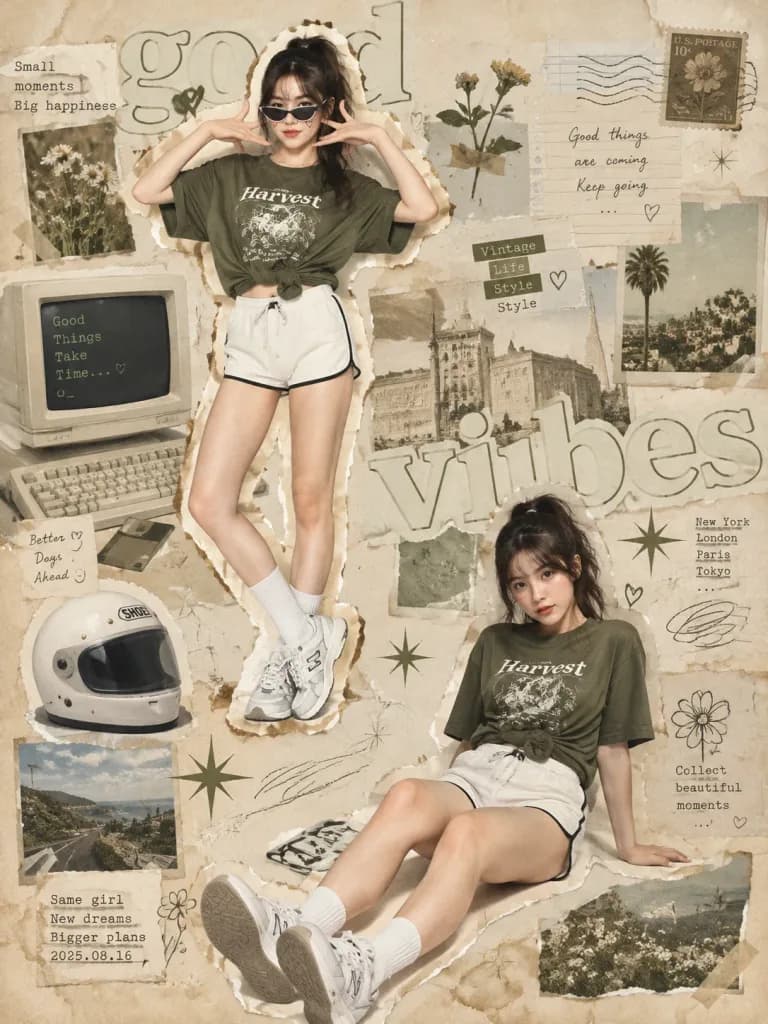 Y2K 레트로 스크랩북 콜라주 포스터