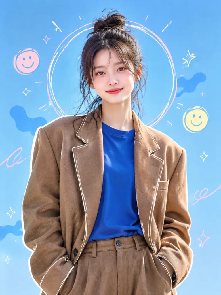 그래픽 낙서가 더해진 패션 에디토리얼 포트레이트