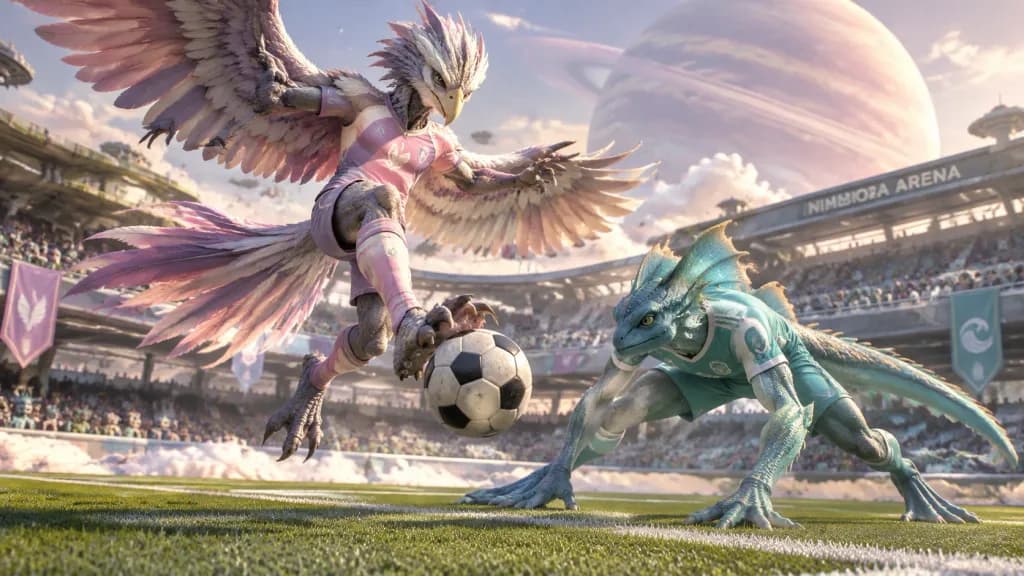 Intergalactic Football Match on Floating Arena