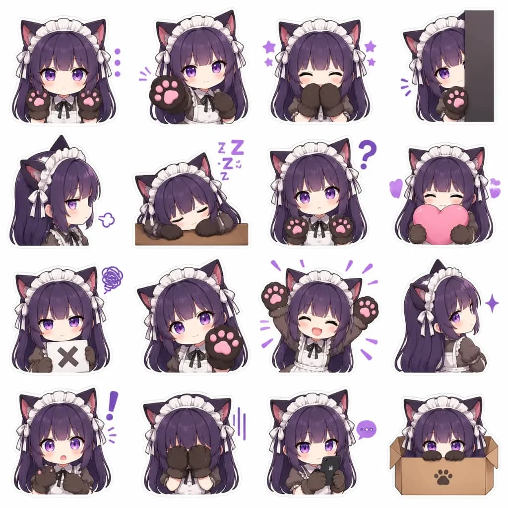 猫耳メイド アニメエモートシート