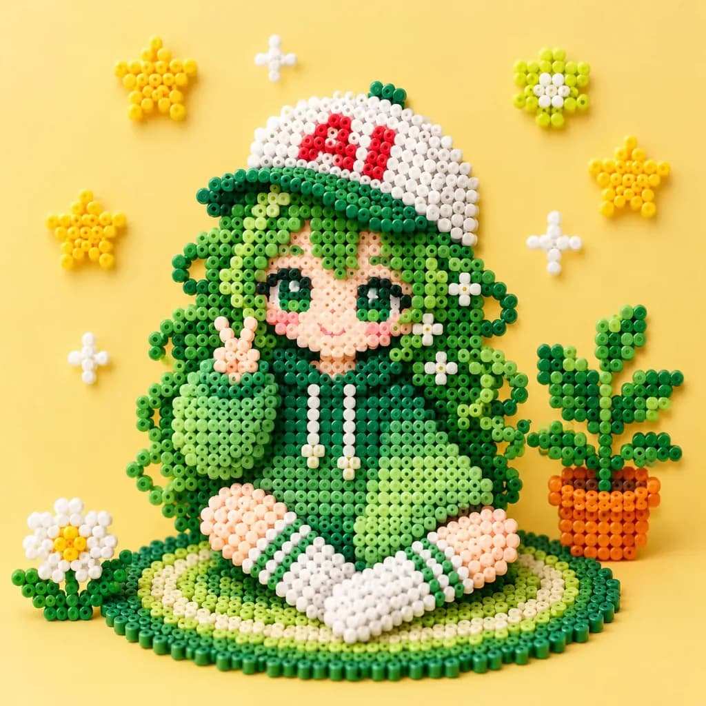 アイロンビーズのちびキャラ少女クラフト
