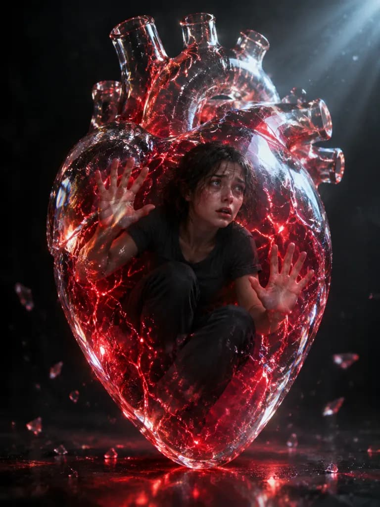 Woman Trapped in Anatomical Crystal Heart