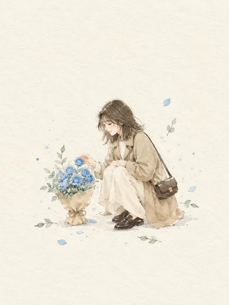 Minimalist Watercolor Woman Everyday Moment