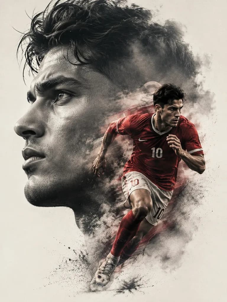 Double Exposure Athlete Action Poster