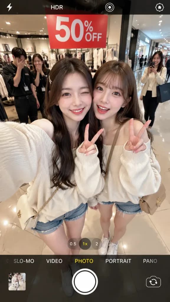 Mall Fashion Twins Smartphone Selfie