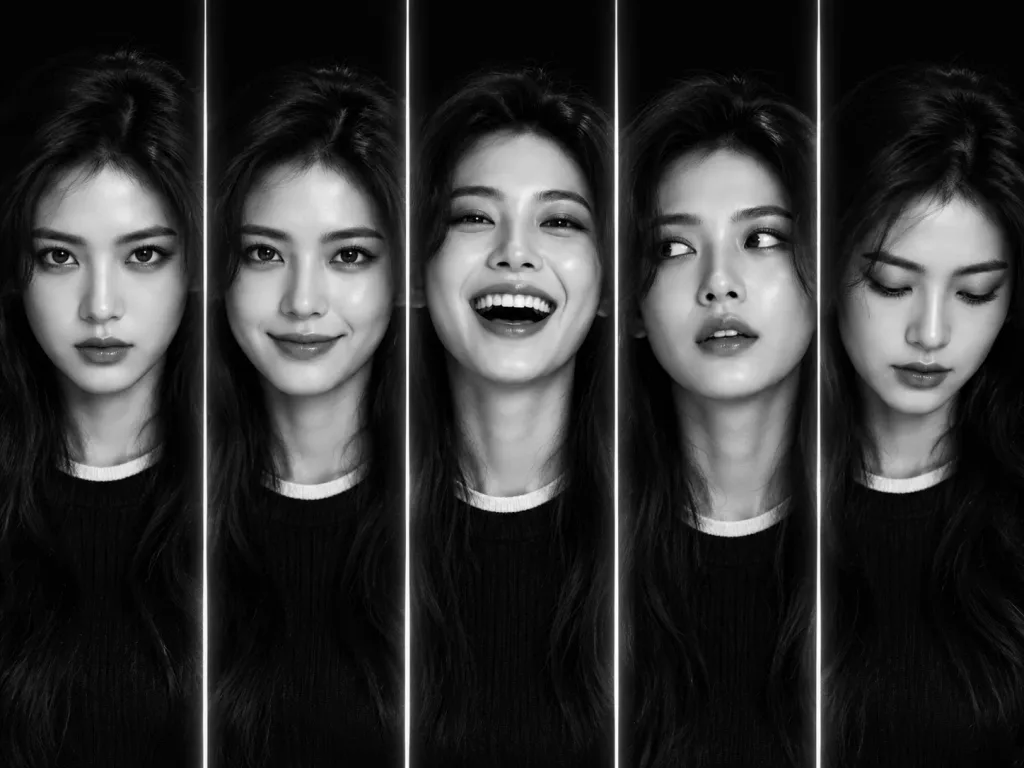 5분할 흑백 표정 포트레이트