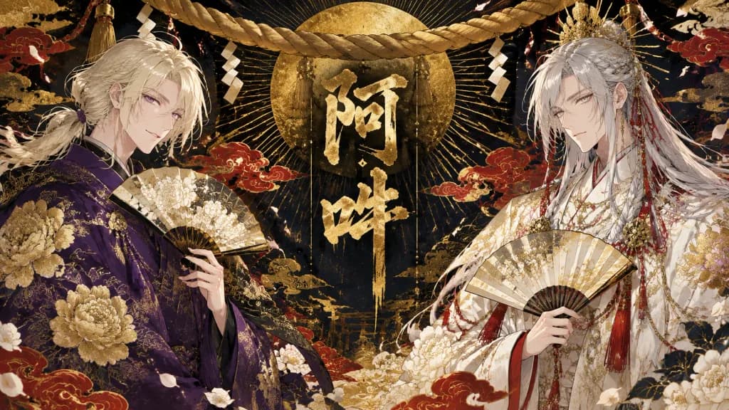 雙生神明書法華彩插畫