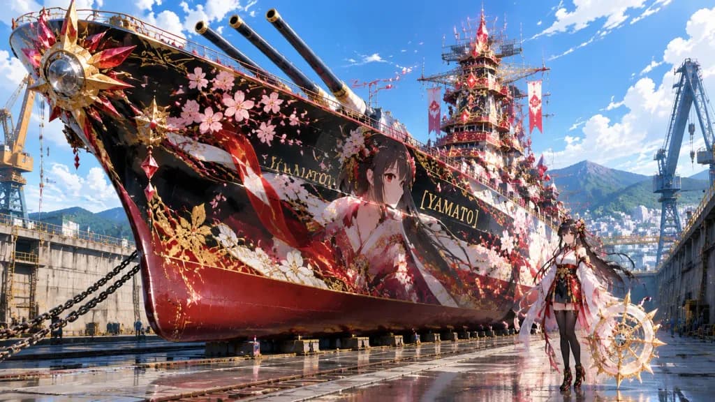 Anime Wrap Battleship in Dry Dock
