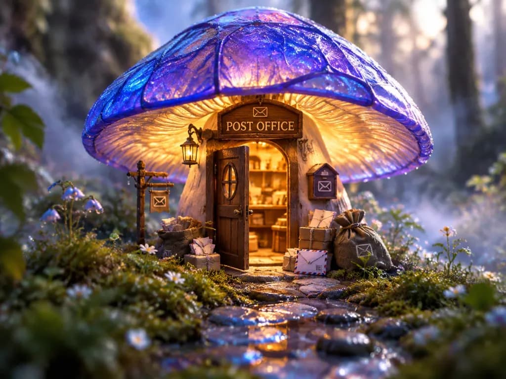 Glowing Mushroom Miniature Post Office