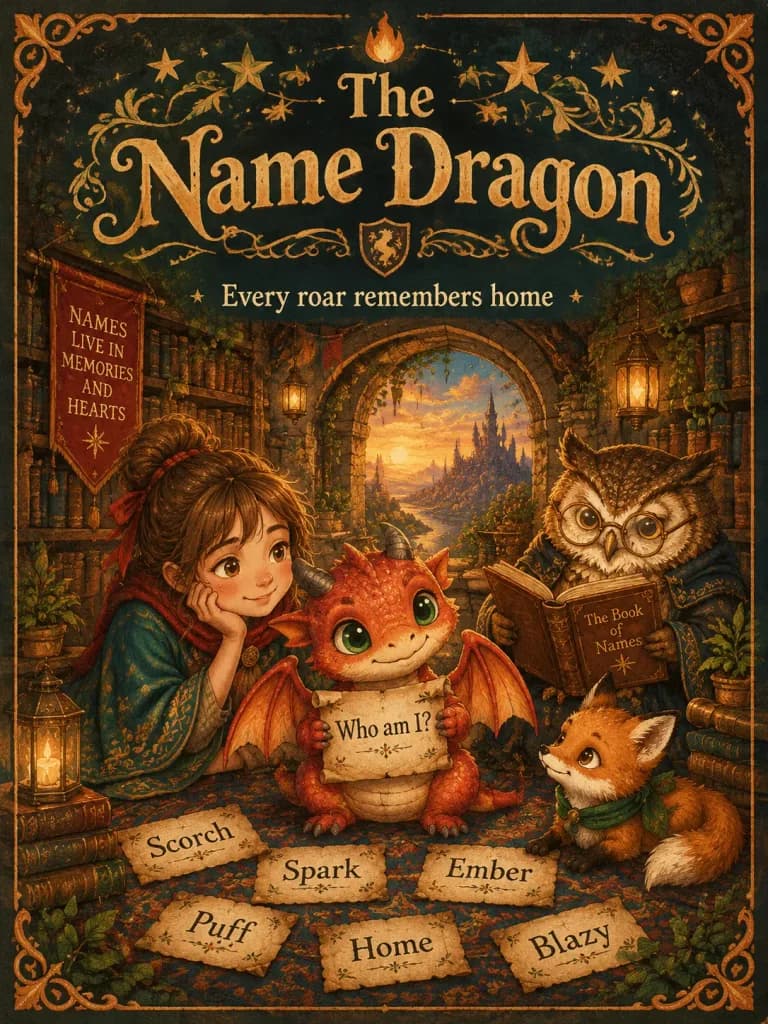 Vintage Dragon Storybook Poster Cover