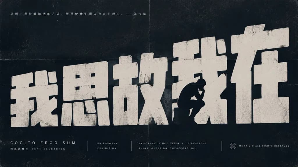 Brutalist Chinese Philosophical Typography Poster