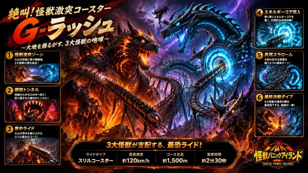 Kaiju Roller Coaster Theme Park Poster