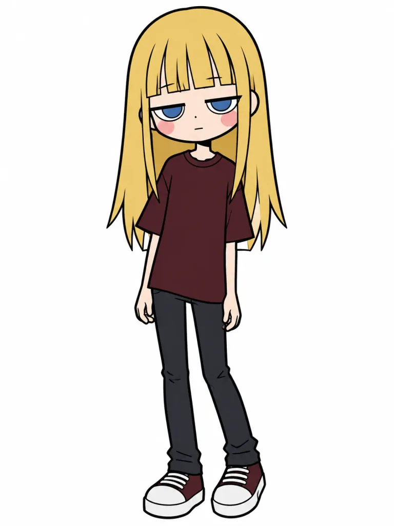 眠たげなカートゥーン少女イラスト