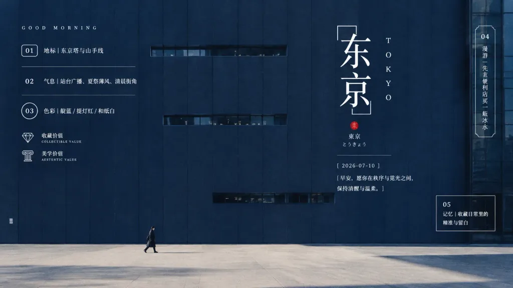 Póster Minimalista de Arquitectura Matutina en Tokio