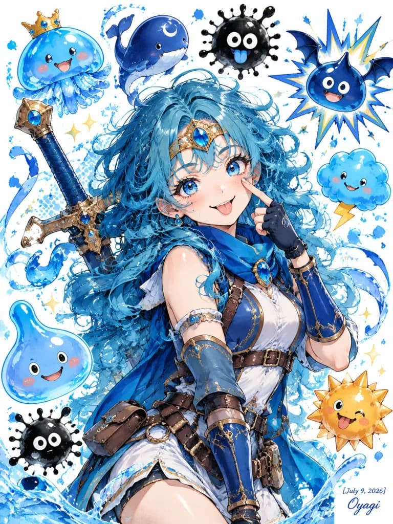Blue Slime Adventurer Anime Poster