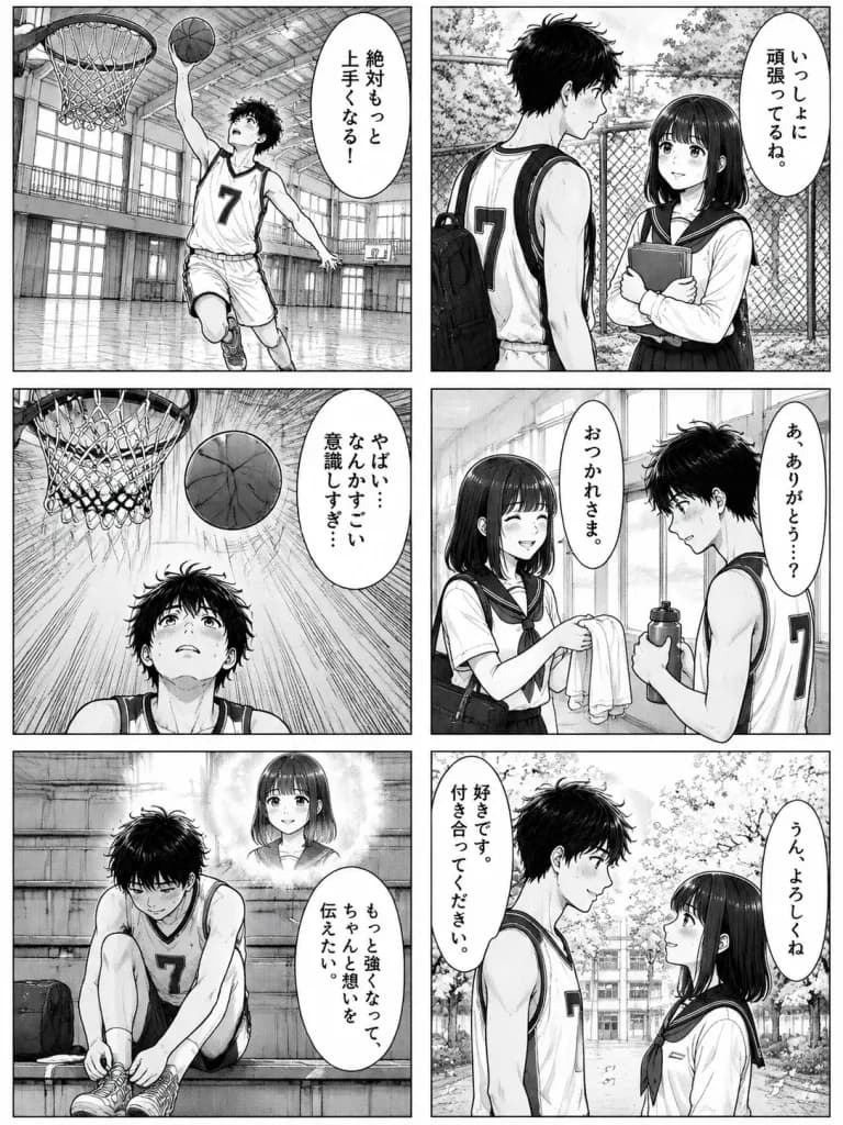 六格籃球戀愛漫畫頁面