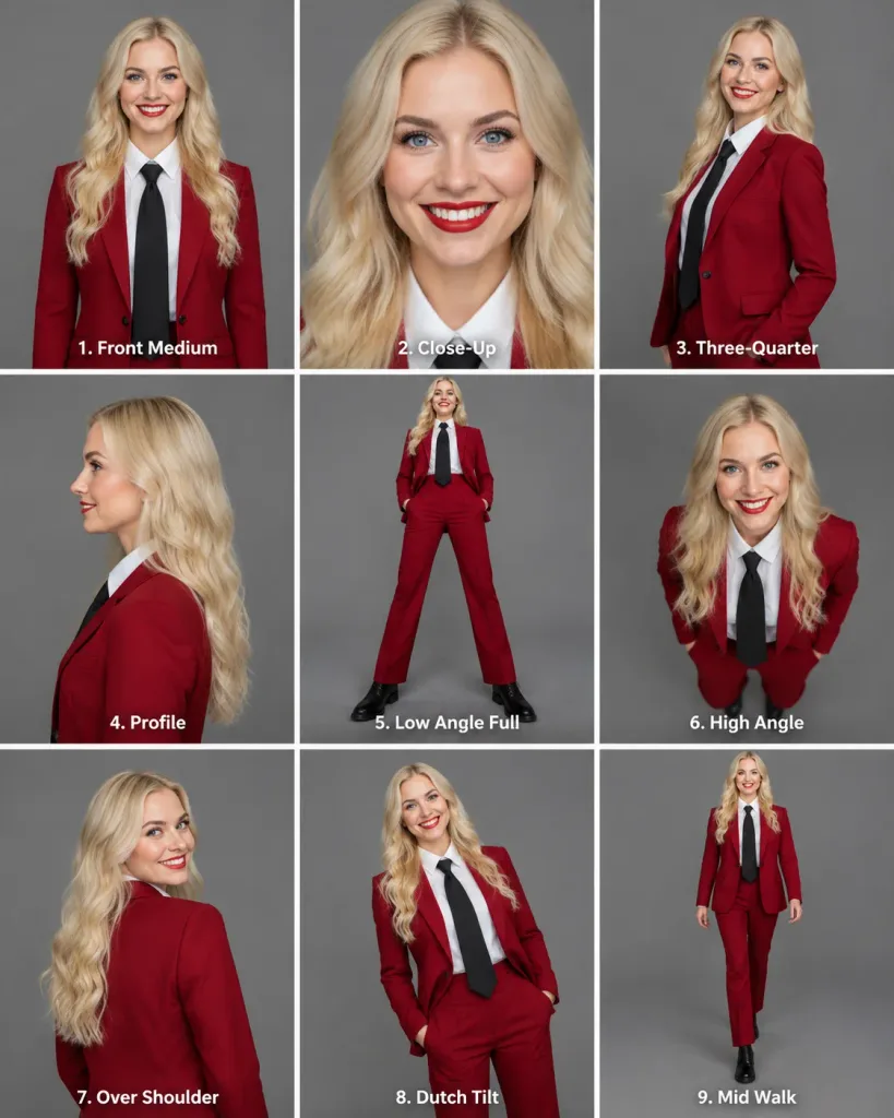 Editorial Model Nine Angle Reference Sheet