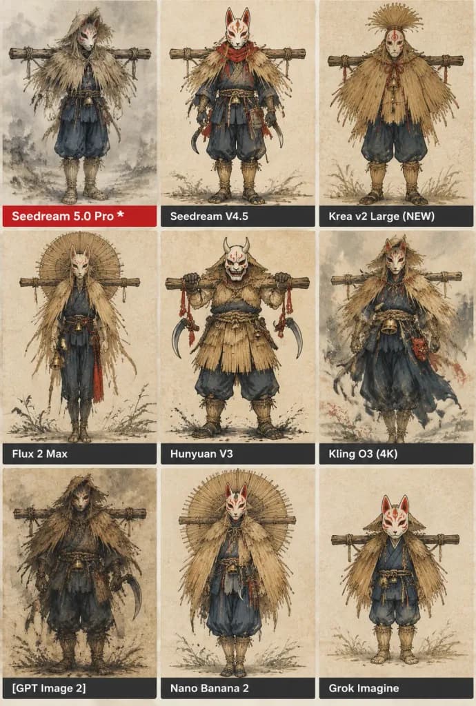 Yokai Scarecrow Model Comparison Chart
