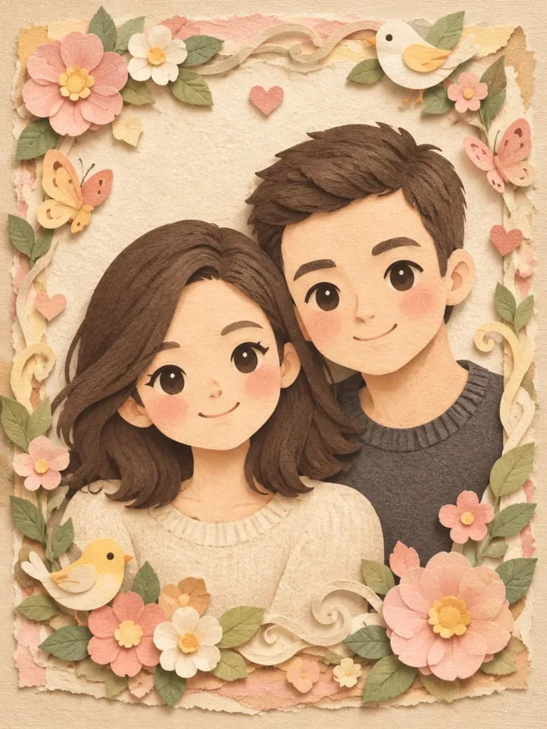 Layered Papercraft Couple Diorama