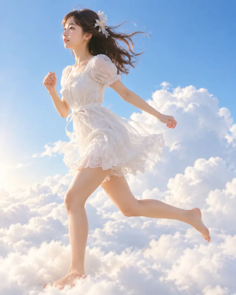 在夏日雲端奔馳的女子