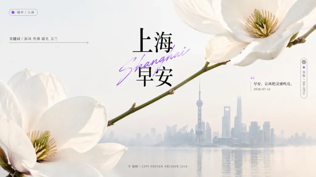 Minimalist Magnolia Morning City Poster
