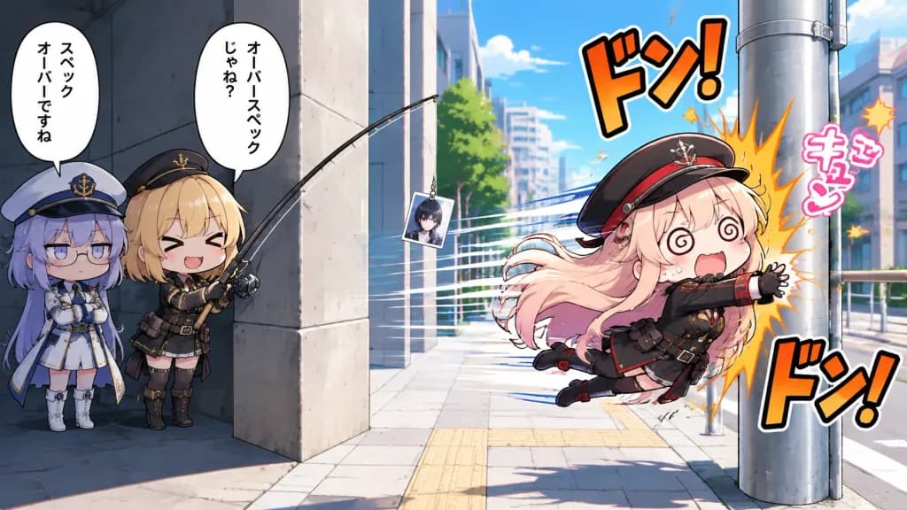 ちびキャラ電柱激突ギャグ漫画