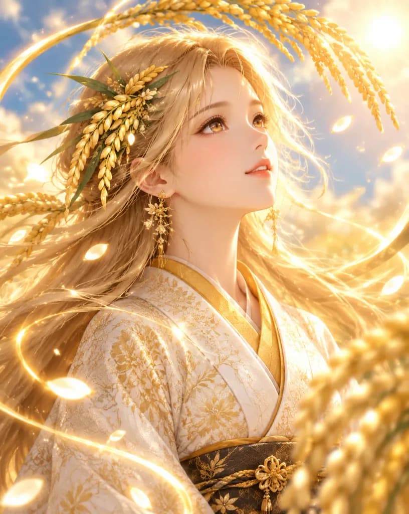 Anime Golden Harvest Maiden Portrait