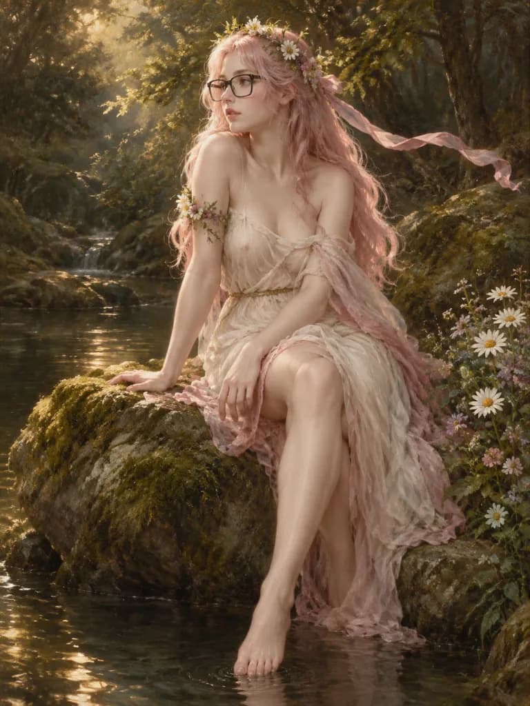 Classical Woodland Nymph With Modern Glasses