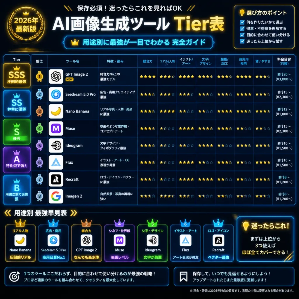 AIツール格付けTier表インフォグラフィック