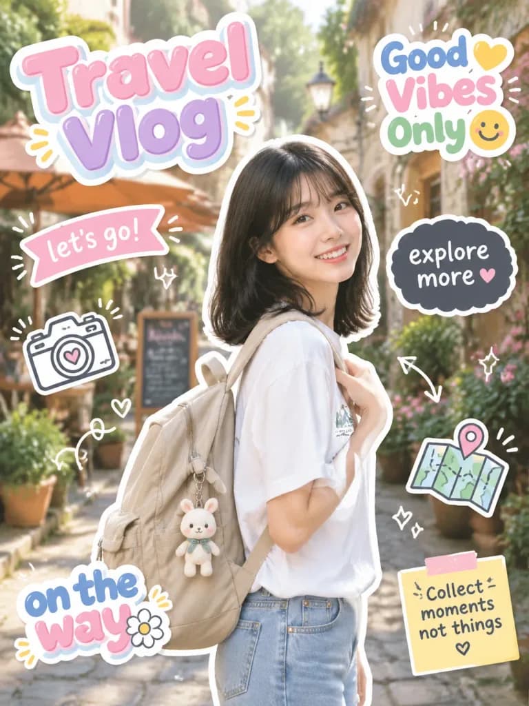 귀여운 여행 브이로그 스티커 썸네일
