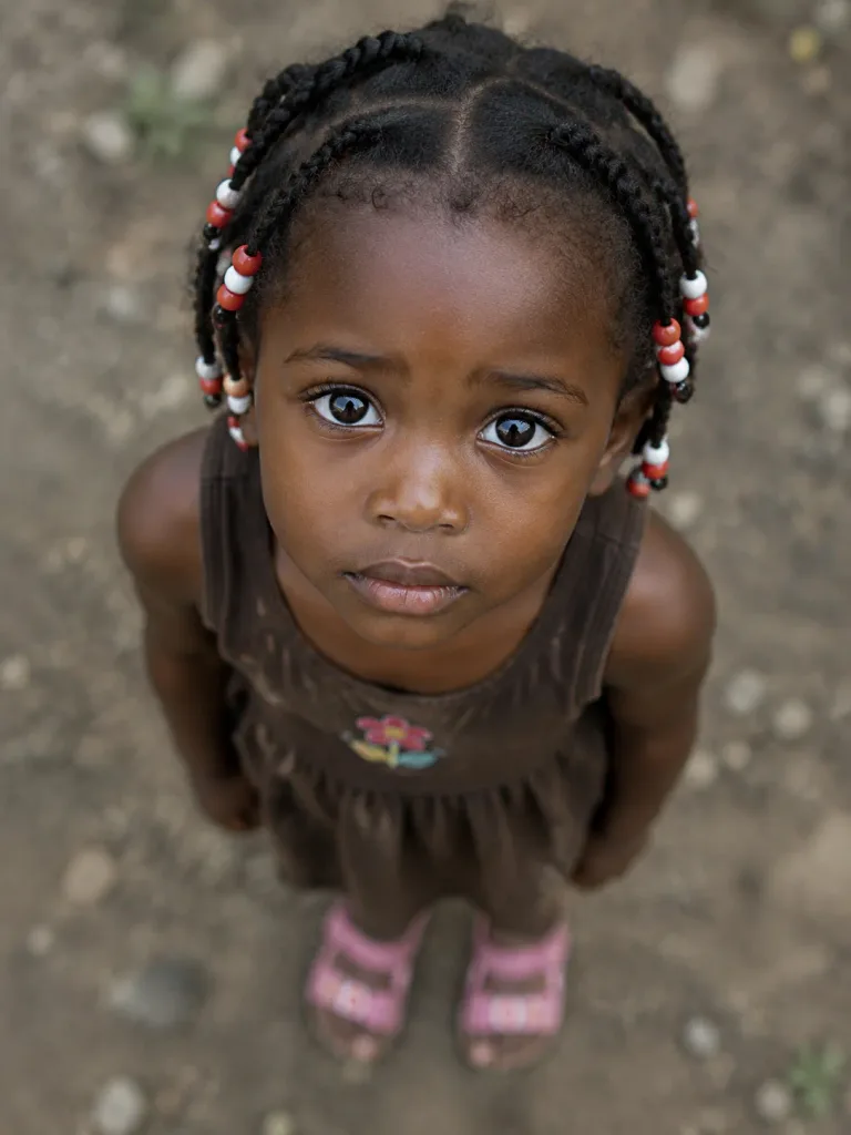 Overhead Documentary Portrait of Young Girl
