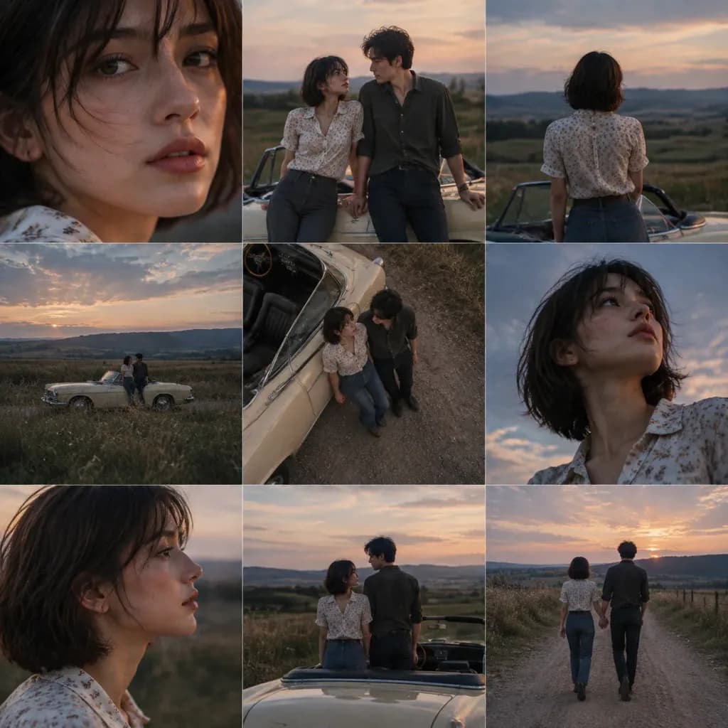 Cinematic Countryside Film Still Grid
