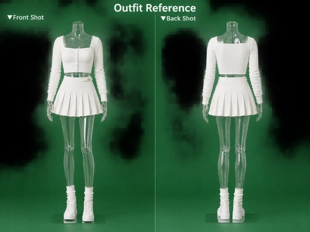 Transparent Mannequin Outfit Reference Sheet