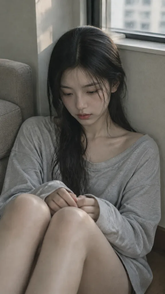 Candid Indoor Melancholic Window Portrait