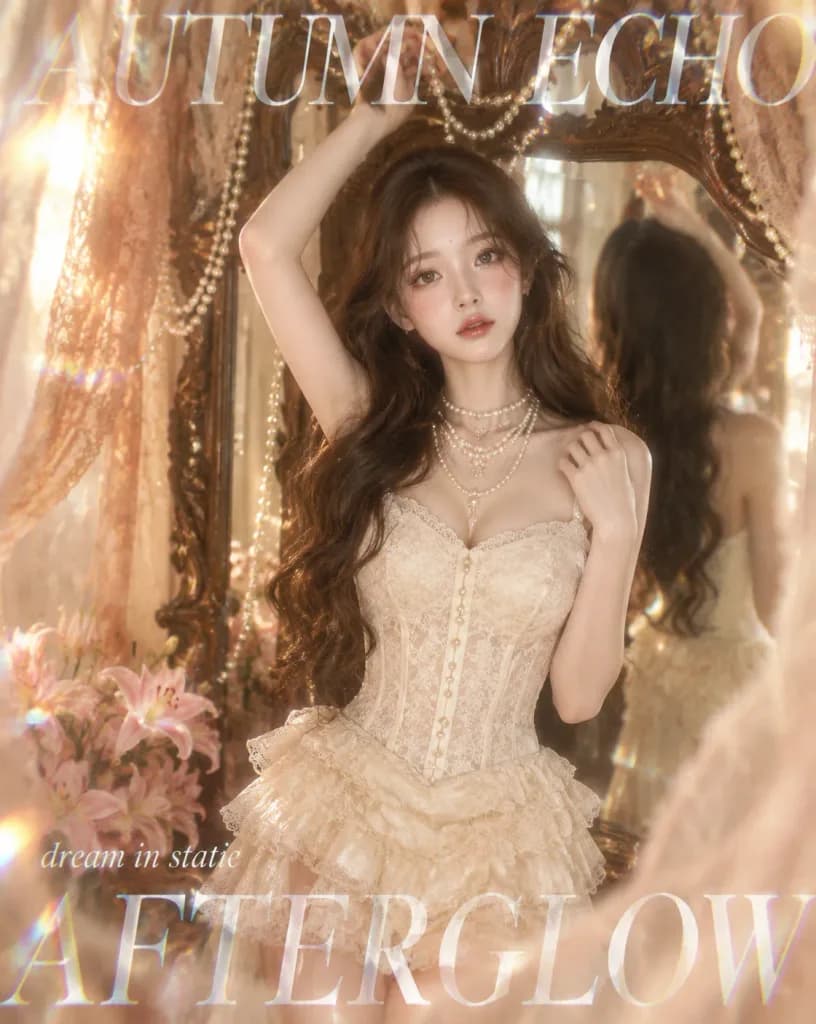 Romantic Vintage Mirror Editorial Portrait
