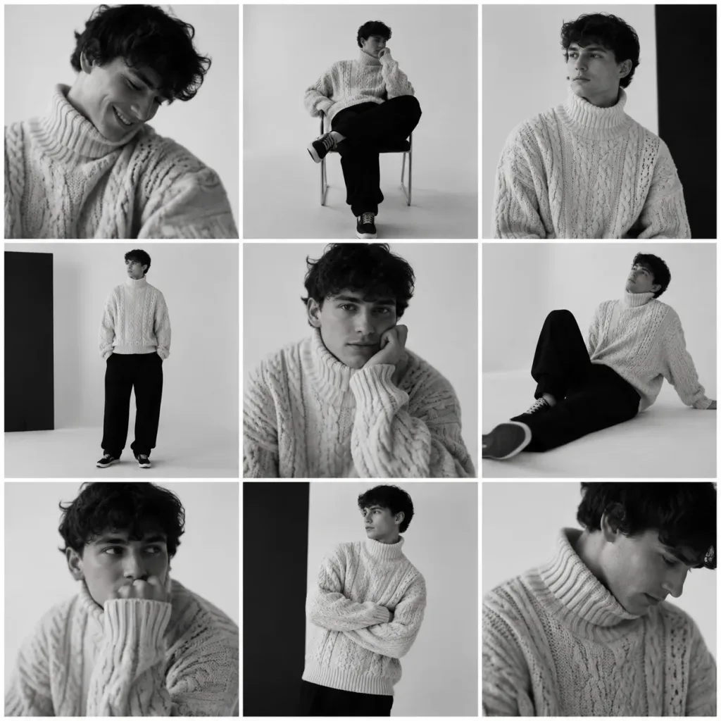 Monochrome Fashion Editorial Contact Sheet