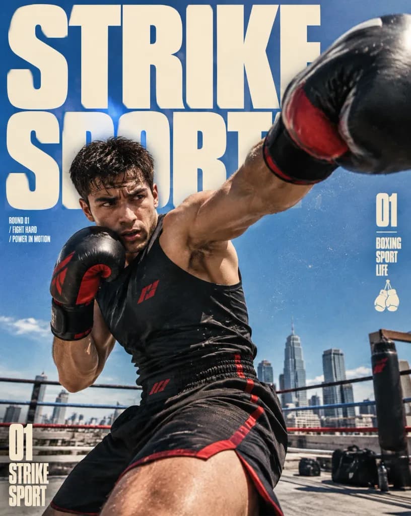 Strike Sport Boxer Action Poster