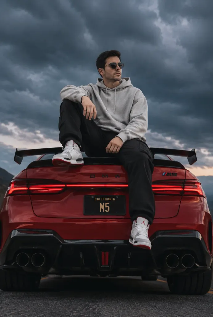 Модный портрет на багажнике BMW M5